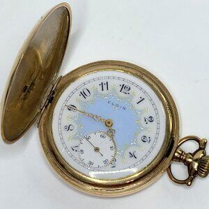 1905 Elgin Grade 348 18S 21 Jewels Railroad Fancy Dial Hunter Pocket Watch SS164